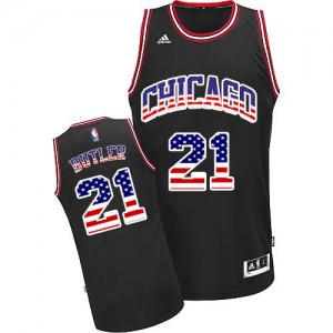 Chicago Bulls #21 Adidas USA Flag Fashion Noir Swingman Maillot d'équipe de NBA Le meilleur cadeau - Jimmy Butler pour Homme