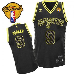 Maillot Swingman San Antonio Spurs NBA Electricity Fashion Finals Patch Noir - #9 Tony Parker - Homme