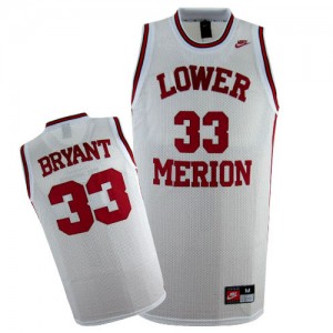 Maillot NBA Blanc Kobe Bryant #33 Los Angeles Lakers Lower Merion High School Authentic Homme Nike