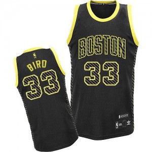 Boston Celtics Larry Bird #33 Electricity Fashion Authentic Maillot d'équipe de NBA - Noir pour Homme