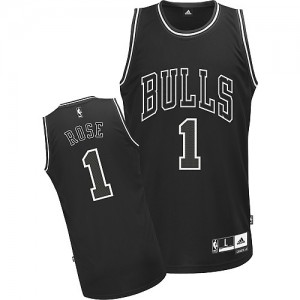 Maillot NBA Chicago Bulls #1 Derrick Rose Noir Adidas Authentic Shadow - Homme