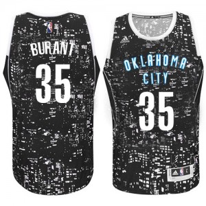 Maillot NBA Noir Kevin Durant #35 Oklahoma City Thunder City Light Authentic Homme Adidas