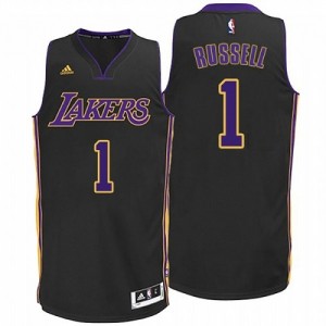 Maillot NBA Los Angeles Lakers #1 D'Angelo Russell Noir Adidas Authentic Hollywood Nights - Homme