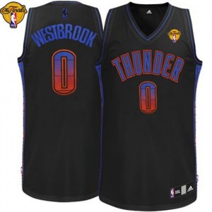 Oklahoma City Thunder Russell Westbrook #0 Vibe Finals Patch Authentic Maillot d'équipe de NBA - Noir pour Homme