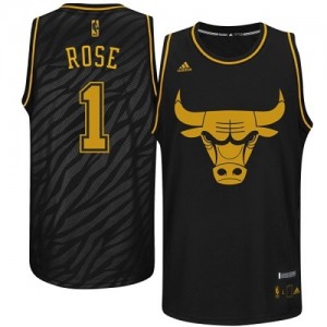 Maillot NBA Authentic Derrick Rose #1 Chicago Bulls Precious Metals Fashion Noir - Homme