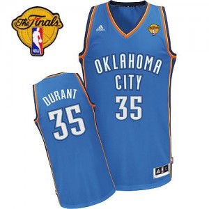 Oklahoma City Thunder Kevin Durant #35 Road Finals Patch Swingman Maillot d'équipe de NBA - Bleu royal pour Homme