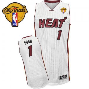 Miami Heat #1 Adidas Home Finals Patch Blanc Authentic Maillot d'équipe de NBA Discount - Chris Bosh pour Homme
