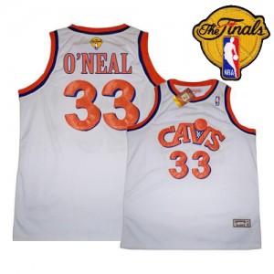 Maillot NBA Swingman Shaquille O'Neal #33 Cleveland Cavaliers CAVS Throwback 2015 The Finals Patch Blanc - Homme