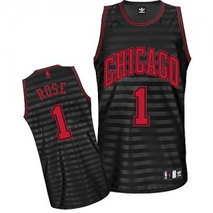 Chicago Bulls Derrick Rose #1 Groove Authentic Maillot d'équipe de NBA - Gris noir pour Homme