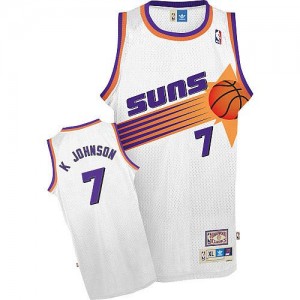 Phoenix Suns Kevin Johnson #7 Throwback Authentic Maillot d'équipe de NBA - Blanc pour Homme