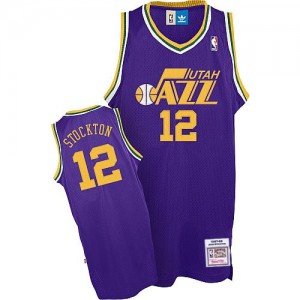 Maillot Authentic Utah Jazz NBA Throwback Violet - #12 John Stockton - Homme