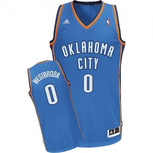 Maillot NBA Bleu royal Russell Westbrook #0 Oklahoma City Thunder Road Swingman Enfants Adidas