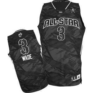 Maillot NBA Miami Heat #3 Dwyane Wade Noir Adidas Authentic 2013 All Star - Homme