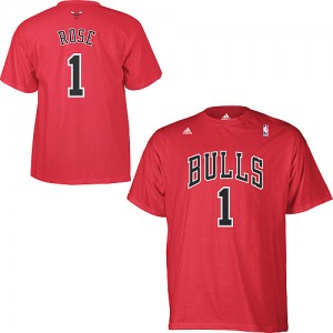 Chicago Bulls #1 Adidas Game Time Rouge Tee-Shirt d'équipe de NBA achats en ligne - Derrick Rose pour Homme