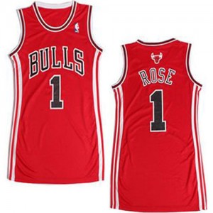 Maillot NBA Chicago Bulls #1 Derrick Rose Rouge Adidas Swingman Dress - Femme
