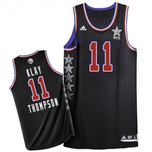 Maillot NBA Golden State Warriors #11 Klay Thompson Noir Adidas Authentic 2015 All Star - Homme