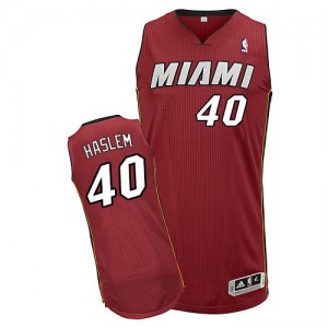 Miami Heat #40 Adidas Alternate Rouge Authentic Maillot d'équipe de NBA pas cher - Udonis Haslem pour Homme
