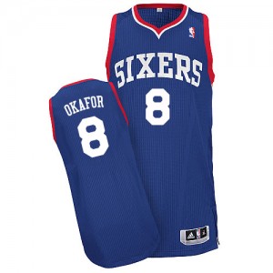 Philadelphia 76ers #8 Adidas Alternate Bleu royal Authentic Maillot d'équipe de NBA pour pas cher - Jahlil Okafor pour Homme