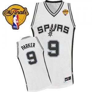 San Antonio Spurs Tony Parker #9 Home Finals Patch Authentic Maillot d'équipe de NBA - Blanc pour Enfants