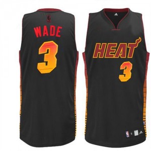 Maillot NBA Miami Heat #3 Dwyane Wade Noir Adidas Authentic Vibe - Homme