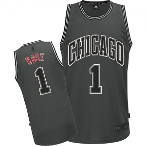 Chicago Bulls #1 Adidas Graystone II Fashion Gris Authentic Maillot d'équipe de NBA achats en ligne - Derrick Rose pour Homme