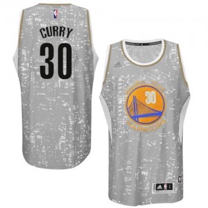 Maillot NBA Golden State Warriors #30 Stephen Curry Gris Adidas Authentic City Light - Homme