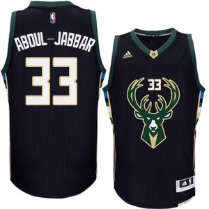 Maillot Adidas Noir Alternate Authentic Milwaukee Bucks - Kareem Abdul-Jabbar #33 - Homme