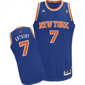 New York Knicks Carmelo Anthony #7 Road Swingman Maillot d'équipe de NBA - Bleu royal pour Homme