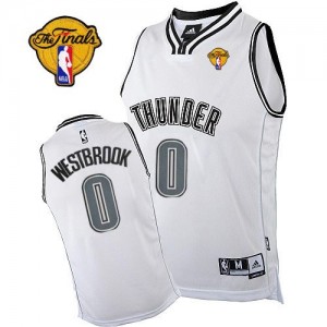 Maillot Adidas Blanc Finals Patch Authentic Oklahoma City Thunder - Russell Westbrook #0 - Homme