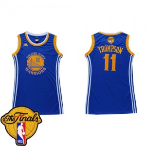 Maillot NBA Authentic Klay Thompson #11 Golden State Warriors Dress 2015 The Finals Patch Bleu - Femme
