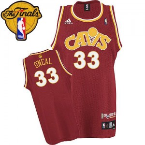 Cleveland Cavaliers Mitchell and Ness Shaquille O'Neal #33 CAVS Throwback 2015 The Finals Patch Swingman Maillot d'équipe de NBA - Orange pour Homme