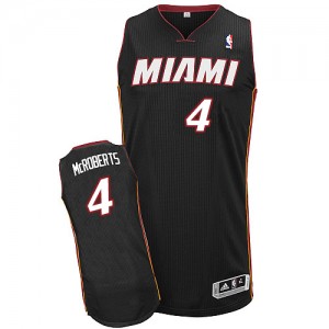 Maillot Adidas Noir Road Authentic Miami Heat - Josh McRoberts #4 - Homme