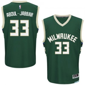 Maillot Adidas Vert Road Authentic Milwaukee Bucks - Kareem Abdul-Jabbar #33 - Homme