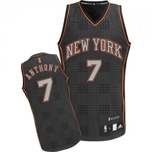 Maillot NBA New York Knicks #7 Carmelo Anthony Noir Adidas Authentic Rhythm Fashion - Homme