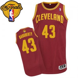 Maillot NBA Cleveland Cavaliers #43 Brad Daugherty Vin Rouge Adidas Authentic Road 2015 The Finals Patch - Homme