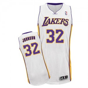 Los Angeles Lakers Magic Johnson #32 Alternate Authentic Maillot d'équipe de NBA - Blanc pour Homme