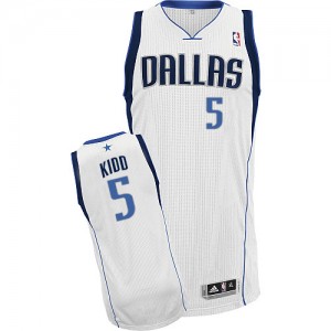 Maillot NBA Authentic Jason Kidd #5 Dallas Mavericks Home Blanc - Homme