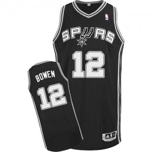 Maillot NBA Noir Bruce Bowen #12 San Antonio Spurs Road Authentic Homme Adidas