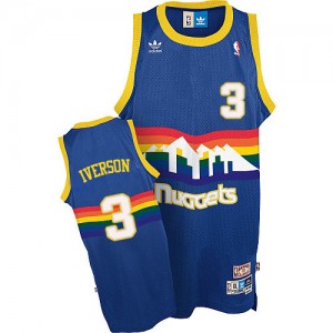 Maillot NBA Bleu clair Allen Iverson #3 Denver Nuggets Throwback Swingman Homme Adidas
