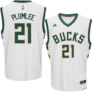 Maillot Authentic Milwaukee Bucks NBA Home Blanc - #21 Miles Plumlee - Homme