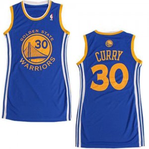 Maillot Authentic Golden State Warriors NBA Dress Bleu - #30 Stephen Curry - Femme