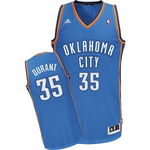 Maillot NBA Oklahoma City Thunder #35 Kevin Durant Bleu royal Adidas Swingman Road - Homme