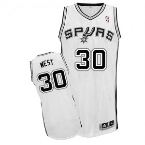 Maillot NBA San Antonio Spurs #30 David West Blanc Adidas Authentic Home - Enfants