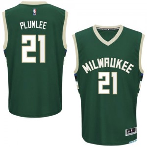 Maillot Adidas Vert Road Authentic Milwaukee Bucks - Miles Plumlee #21 - Homme