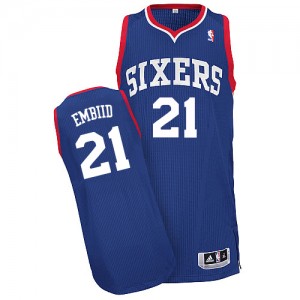Philadelphia 76ers #21 Adidas Alternate Bleu royal Authentic Maillot d'équipe de NBA achats en ligne - Joel Embiid pour Homme