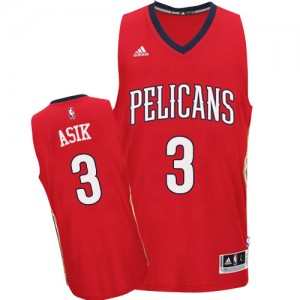 New Orleans Pelicans #3 Adidas Alternate Rouge Authentic Maillot d'équipe de NBA 100% authentique - Omer Asik pour Homme