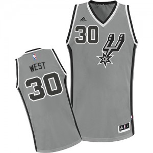 Maillot NBA San Antonio Spurs #30 David West Gris argenté Adidas Swingman Alternate - Enfants