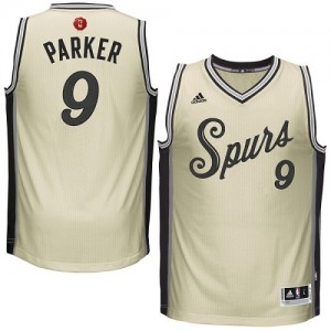 Maillot NBA Crème Tony Parker #9 San Antonio Spurs 2015-16 Christmas Day Swingman Homme Adidas