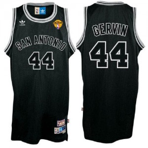 Maillot NBA San Antonio Spurs #44 George Gervin Noir Adidas Swingman Shadow Throwback Finals Patch - Homme
