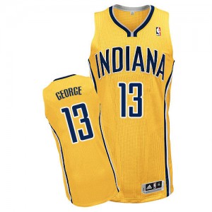 Maillot NBA Indiana Pacers #13 Paul George Or Adidas Authentic Alternate - Enfants